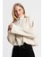 Kadın Fermuarlı Rahat Kesim Triko Hırka Krem Doğal 8