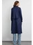 Kadın Kemerli Düğmeli Trençkot Lacivert 17
