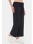 Kadın Yayak Ayak Çizgili Pantolon, İpe Bağlama Detayı ile Siyah 13