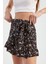 Kadın Kemer Detaylı Çiçek Desenli Yüksek Bel Şort Siyah 14