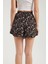 Kadın Kemer Detaylı Çiçek Desenli Yüksek Bel Şort Siyah 15