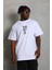 Unisex Oversize Baskılı Bisiklet Yaka T-Shirt - Beyaz -Vlmr 2