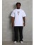 Unisex Oversize Baskılı Bisiklet Yaka T-Shirt - Beyaz -Vlmr 3