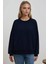 Kadın Oversize Bisiklet Yaka Basic Sweatshirt Lacivert 14