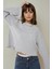 Kadın Oversize Kol ve Etek Ucu Detaylı Uzun Kollu Tişört Gri 9