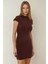 Kadın Soft Örme Bodycon Mini Elbise Kahverengi 10