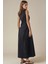 Kadın Düğme Detaylı Kolsuz A-Form Maxi Elbise Siyah 14