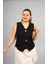 Büyük Beden Siyah Yelek Görünümlü Bluz 2