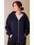 Kadın Kapüşonlu Üç Iplik Owersize Fermuarlı Sweatshirt Lacivert 3