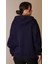 Kadın Kapüşonlu Üç Iplik Owersize Fermuarlı Sweatshirt Lacivert 4
