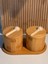 2'li Modern Standlı Bambu Baharatlık 250 ml Kaşıklı 1