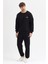 Erkek Siyah Oversize Eşofman Takımı Basic 3 Iplik Şardonlu Pamuklu Nakışlı 1
