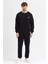 Erkek Siyah Oversize Eşofman Takımı Basic 3 Iplik Şardonlu Pamuklu Nakışlı 2