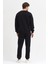 Erkek Siyah Oversize Eşofman Takımı Basic 3 Iplik Şardonlu Pamuklu Nakışlı 5