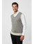 Erkek V Yaka Süveter Çelik Örgü Regular Kalıp BGL-ST04840 2