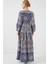 Kadın Bdart Düğmeli V Yaka Desenli Maxi Elbise Lacivert 6