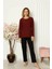- Kadın Penye Uzun Kol Pijama Takım Bordo 1