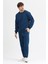 Erkek LacivertEşofman Takımı Basic 3 Iplik Şardonlu Oversize Pamuklu 4