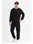 Erkek Eşofman Takımı Siyah Basic 3 Iplik Şardonlu Oversize Pamuklu 2