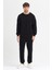Erkek Eşofman Takımı Siyah Basic 3 Iplik Şardonlu Oversize Pamuklu 3