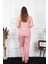 - Kadın Büyük Beden Somon Ip Askılı Pijama Takım 5