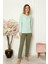 - Kadın Penye Uzun Kol Pijama Takım Su Yeşili 1