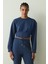 İndigo Belle Line Bisiklet Yaka Crop Sweatshirt 1