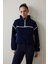 İndigo Termal Etkili Kontrast Detaylı Polar Dik Yaka Ceket 1