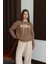 Kadın Kahverengi Kapüşonlu Oversize Sweatshirt 2