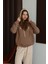 Kadın Kahverengi Kapüşonlu Oversize Sweatshirt 4