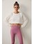 Beyaz Bisiklet Yaka Oversize Crop Sweatshirt 3