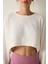 Beyaz Bisiklet Yaka Oversize Crop Sweatshirt 4