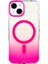 iPhone 14 Kılıf M-Safe Şarj Özellikli Transparan Renk Geçişli Kflg Toros Kapak - Rose Pembe 1