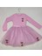 5-6-7 Yaş Kiraz Desenli Kurdela Kuşaklı Astarlı Uzun Kollu Kız Çocuk Tütü Elbise Pembe 2