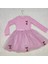 5-6-7 Yaş Kiraz Desenli Kurdela Kuşaklı Astarlı Uzun Kollu Kız Çocuk Tütü Elbise Pembe 3
