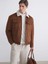 Vision Kahverengi Dar/Slim Fit Kürk Yaka Peluş Astarlı Süet Erkek Mont 1