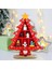 Ahşap Noel Ağacı Masaüstü Dekor – Mini Figürlü Kırmızı Yılbaşı Süsleme ve Hediye Seti 4