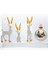 Yılbaşı 4’lü Geyik Figür Seti – Beyaz Altın Boynuzlu Geyik ve Kar Küresi Dekor Seti 4