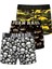 Erkek Çok Renkli 3’lü Desenli Boxer Seti – Kamuflaj ve Kuru Kafa Baskılı Pamuklu Likralı Rahat Boxer 2603106 1