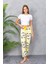 Kadın Beli Lastikli Civciv Desenli Pijama Alt Sarı - 4544 1