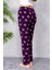 Kadın Beli Lastikli Kalp Desenli Polar Pijama Alt Mor - 2068 4