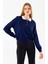 Kadın Polo Yaka Düğme Detaylı Triko Kazak Lacivert - 25K 2546 4