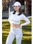 Basic Bisiklet Yaka Parmak Geçmeli Crop Bluz 1