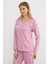 Büyük Beden Kalp ve Yıldız Desenli Pijama Takımı 5