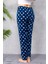 Kadın Beli Lastikli Desenli Polar Pijama Altı Lacivert - 2068 6