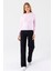 Kadın Bisiklet Yaka Fitilli Detaylı Triko Kazak Pembe - 25-567 2