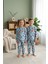 Top Desenli Bisiklet Yaka Polar Unisex Çocuk Pijama Takımı 1