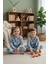 Top Desenli Bisiklet Yaka Polar Unisex Çocuk Pijama Takımı 2