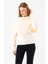 Kadın Bisiklet Yaka Pelerin Detaylı Triko Kazak Krem - 2271 4