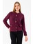Kadın Bisiklet Yaka Düğmeli Yumuşak Dokulu Hırka Bordo - 2686 3